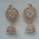 Infinity Jewels Gold Plated Crystal Stone And Meenakari Jhumki Earrings