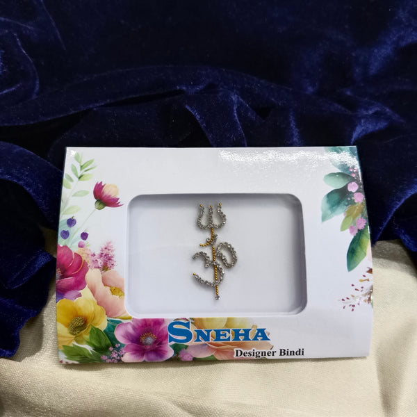 Sneha Austrian Stone Gold Plated Trishul OM Tattoo And  Sticker For DIY
