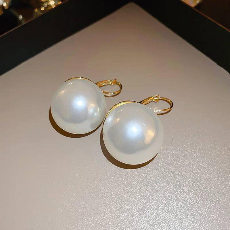 Glam Jewellery Fashionable Commuter Large Pearl Ear Buckle Versatile Stud Earrings