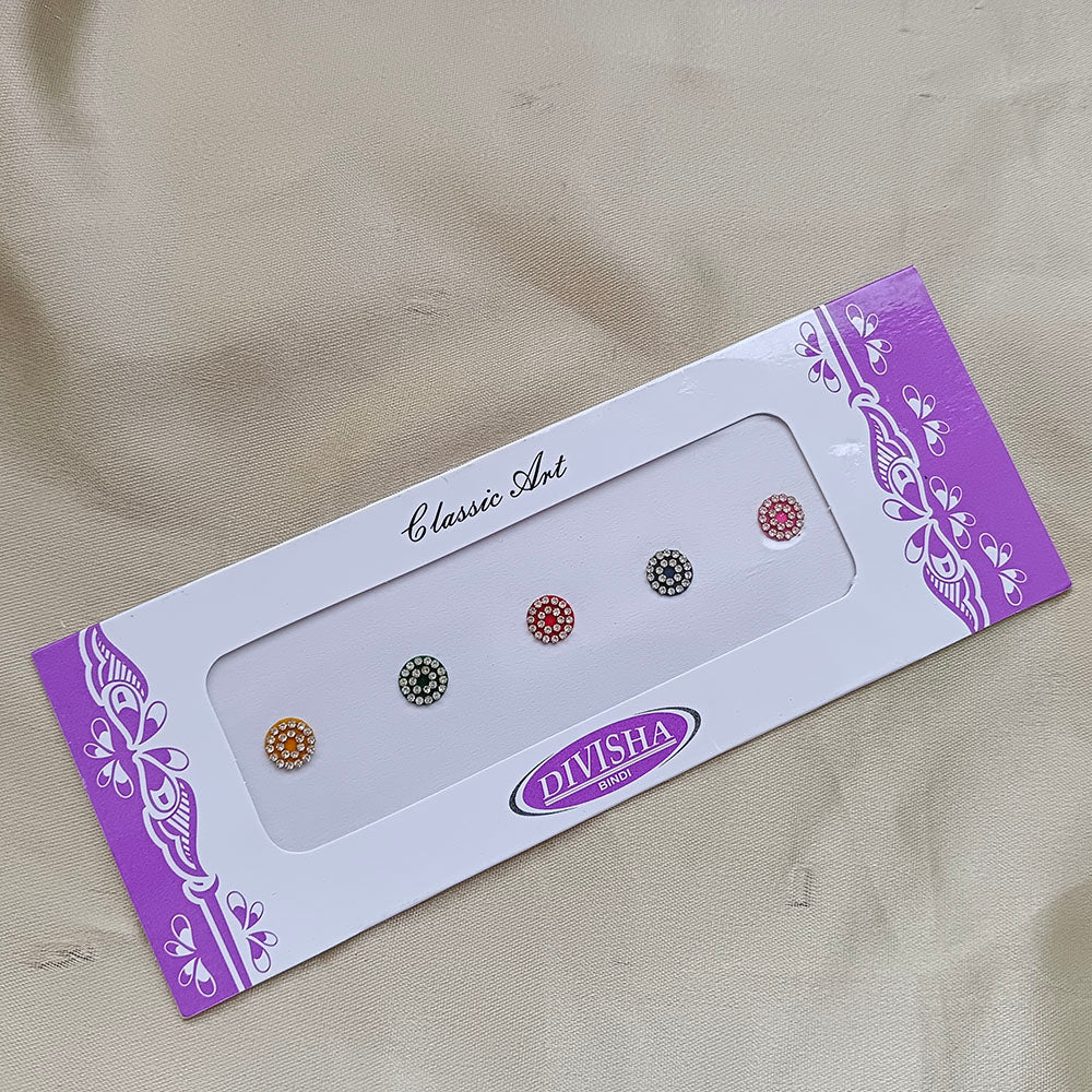 Baby Girl Bindi Round Shape Velvet Stone Bindi