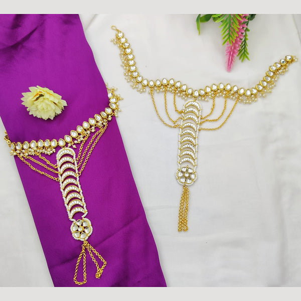 Fancyla Gold Plated Kundan Stone Hand Harness