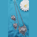 Fancyla Oxidised Plated Pota Stone And Pearls Long Necklace Set