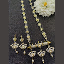 Fancyla 2 Tone Plated Pota Stone And Pearls Long Necklace Set