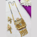 Fancyla 2 Tone Plated Pota Stone And Pearls Long Necklace Set