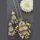 Fancyla 2 Tone Plated Kundan Stone And Pearls Long Necklace Set