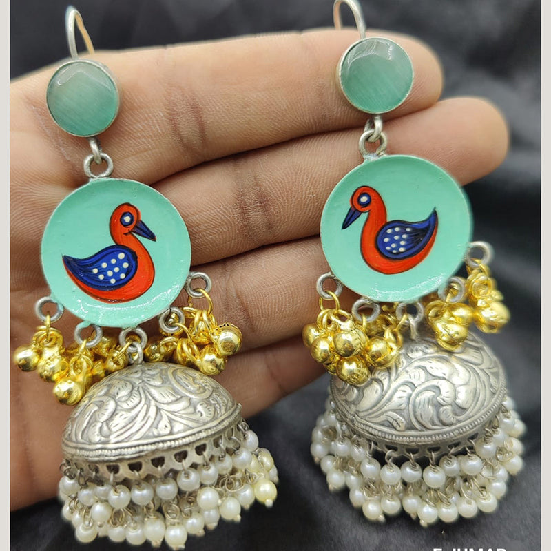 Fancyla 2 Tone Plated Duck Style Ghungroo Jhumki Earrings