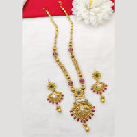 Fancyla Gold Plated Kundan Stone And Pearls Long Necklace Set