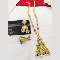 Fancyla Gold Plated Kundan Stone And Pearls Long Necklace Set