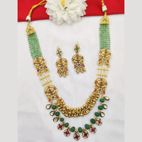 Fancyla Gold Plated Kundan Stone And Pearls Long Necklace Set