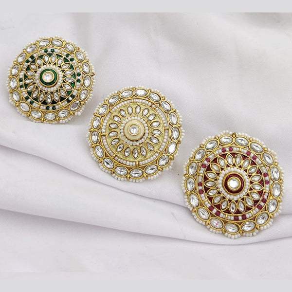 Fancyla Gold Plated Kundan Stone And Meenakari Rings