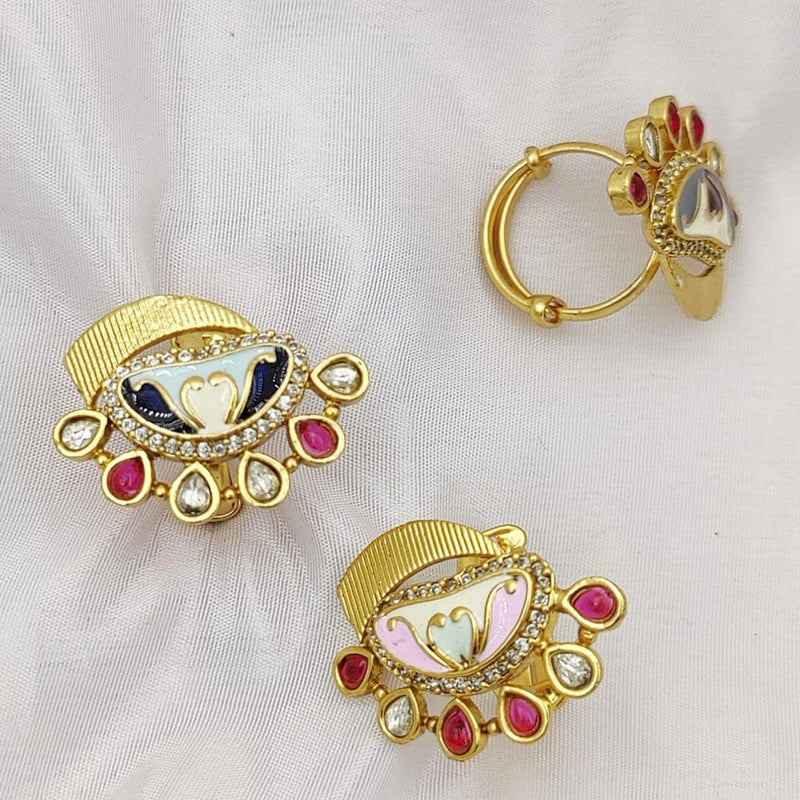 Fancyla Gold Plated Kundan Stone And Meenakari Rings