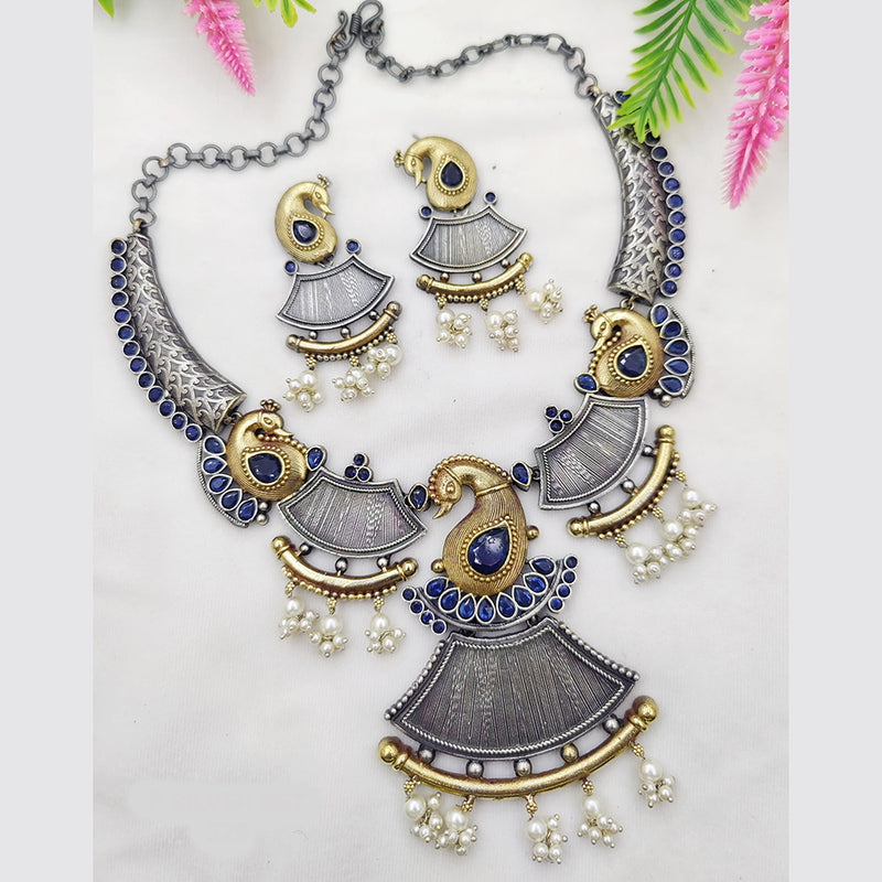 Fancyla 2Tone Plated Pota Stone Necklace Set