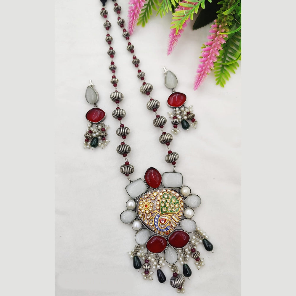 Fancyla Oxidised Plated Beads Necklace Set