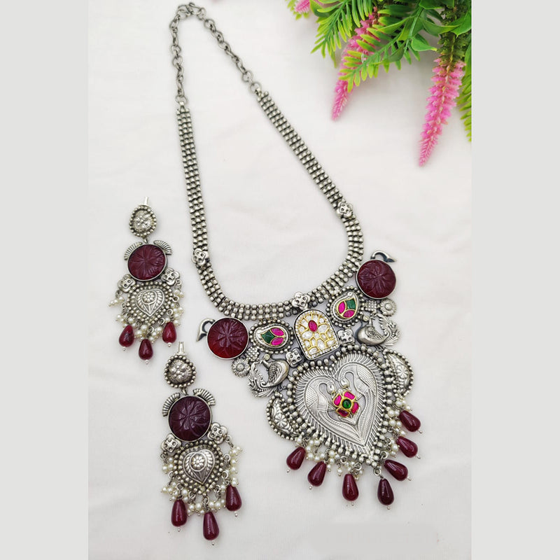 Fancyla Oxidised Plated Beads Necklace Set