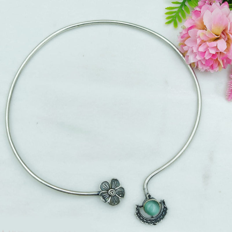 Fancyla Oxidised Plated Pota Stone Necklace