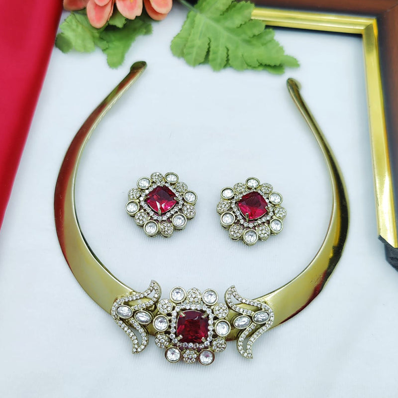 Fancyla Gold Plated Austrian Stone Necklace Set