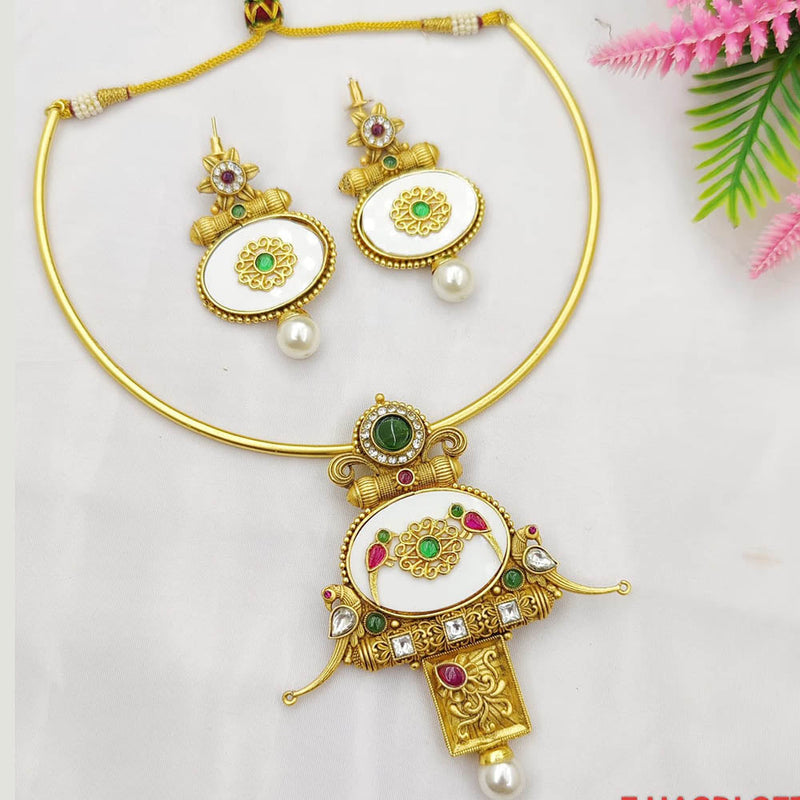 Fancyla Gold Plated Pota Stone Parrot Style Necklace Set