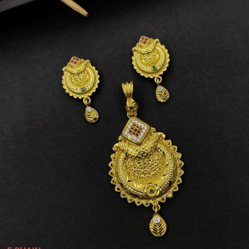 Fancyla Gold Plated Pota Stone Pendant Set