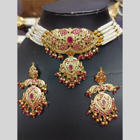 Everlasting Jadau Gold Plated Pota Stone Necklace Set