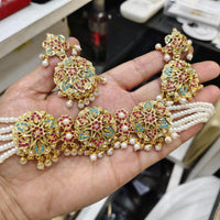 Everlasting Jadau Bridal Bloom Pota Stone And Pearl Choker Necklace Set