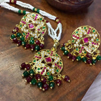 Everlasting Jadau Traditional Pota Stone and Beads Necklace Set