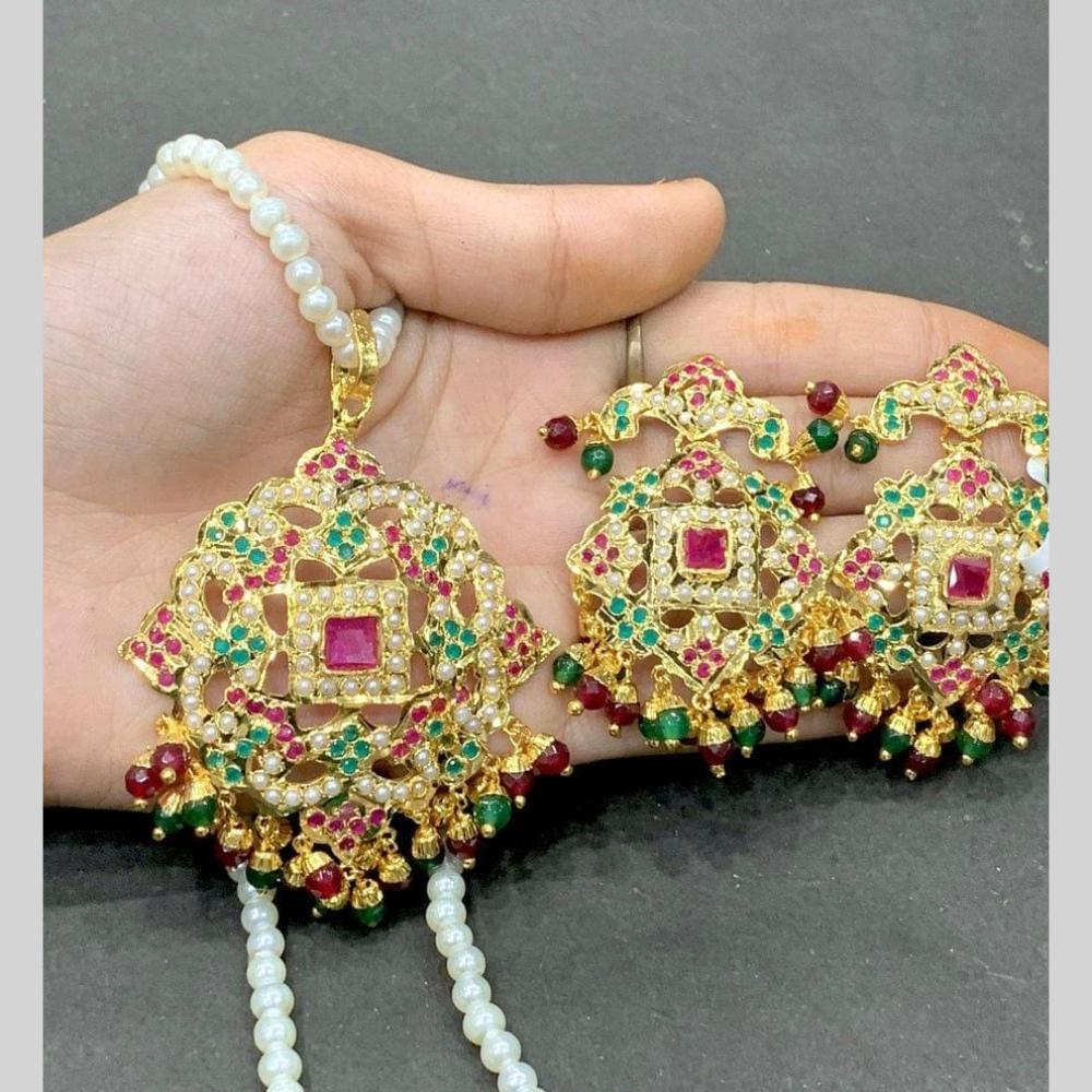 Everlasting Jadau Traditional Pota Stone and Beads Necklace Set