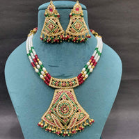 Everlasting Jadau Multistrand Beaded and Pota Stone Necklace Set
