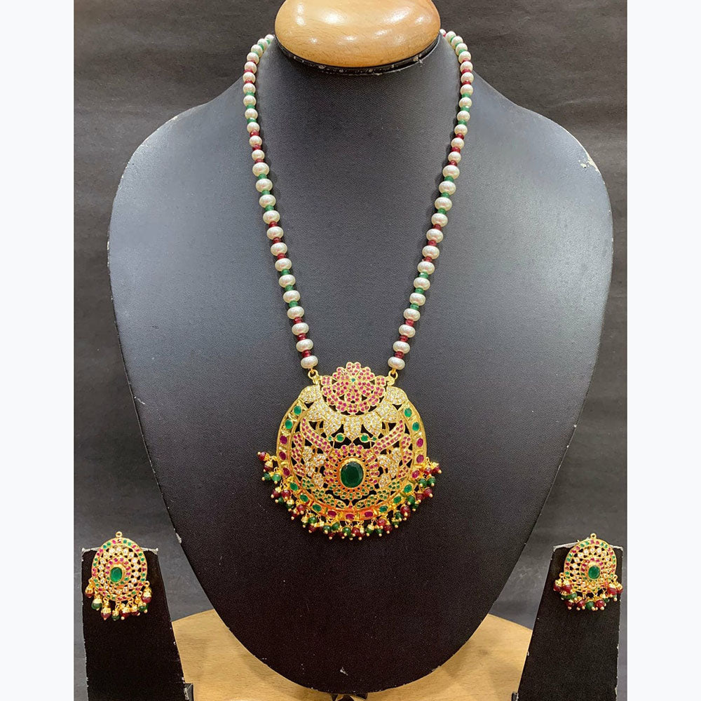 Everlasting Jadau Royal Pota Austrian Stone And Pearl Necklace Set