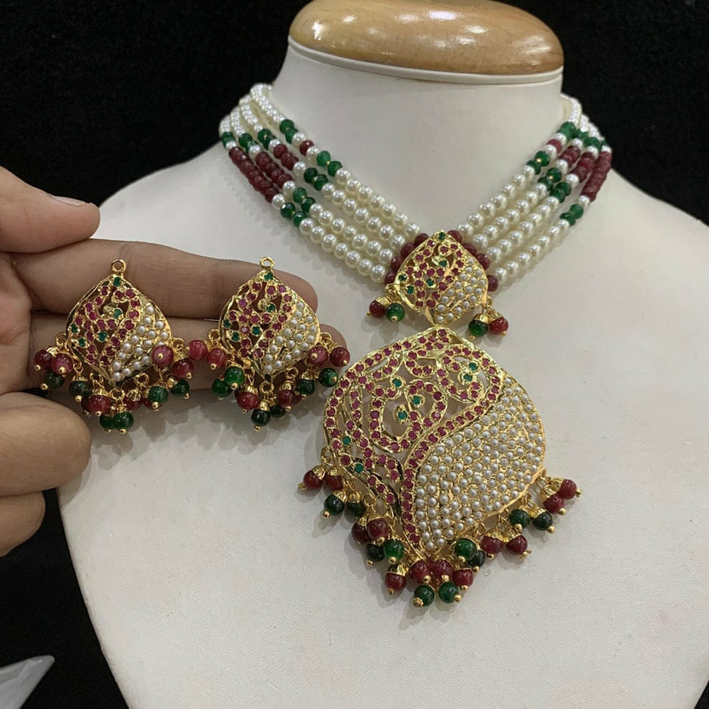 Everlasting Jadau Timeless Pota Stone And Pearl Necklace Set