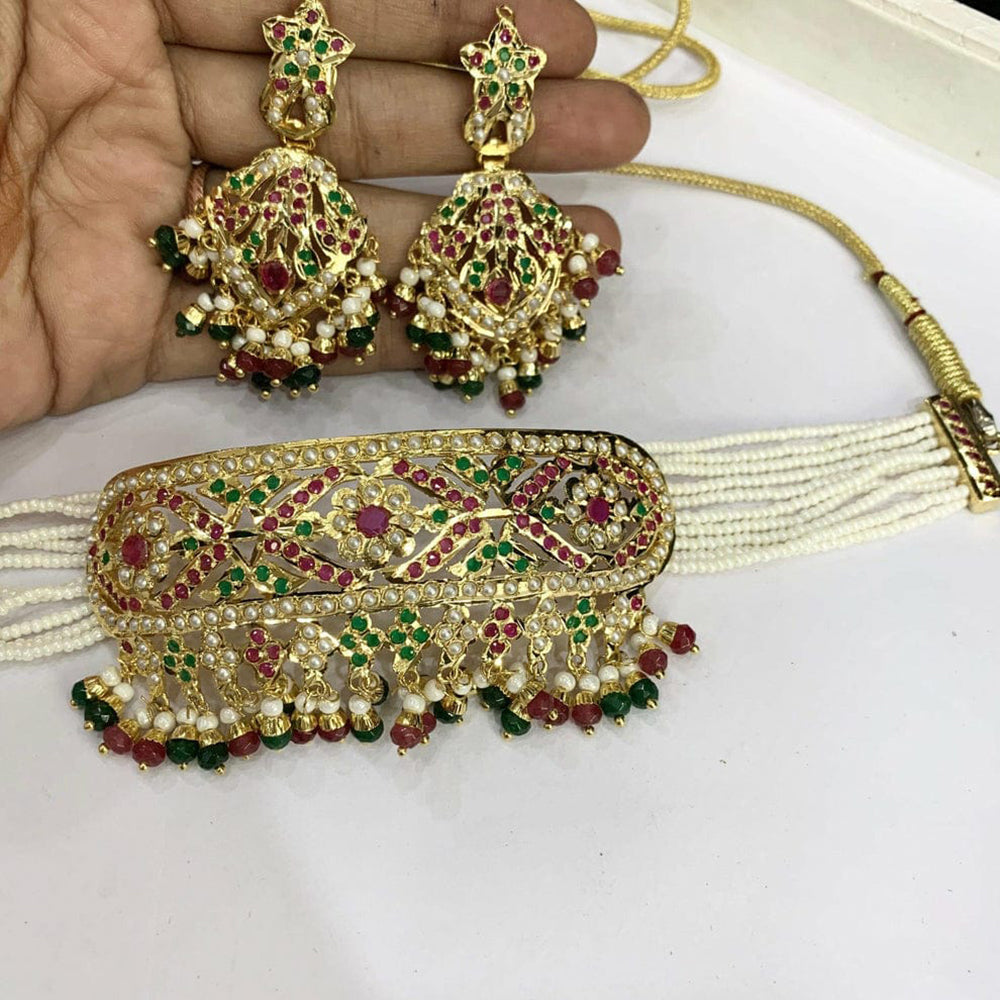 Everlasting Jadau Timeless Pota Stone And Pearl Choker Necklace Set