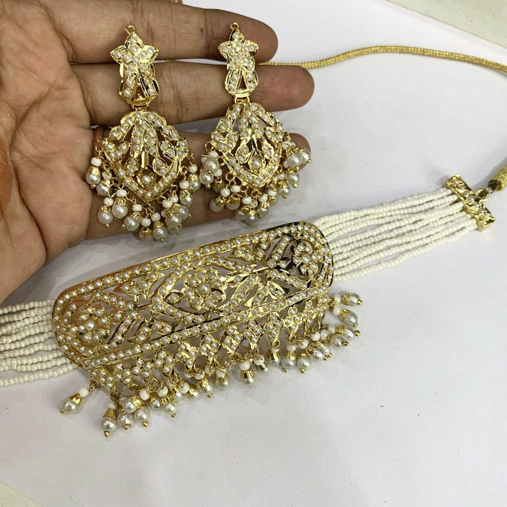 Everlasting Jadau Timeless Pota Stone And Pearl Choker Necklace Set