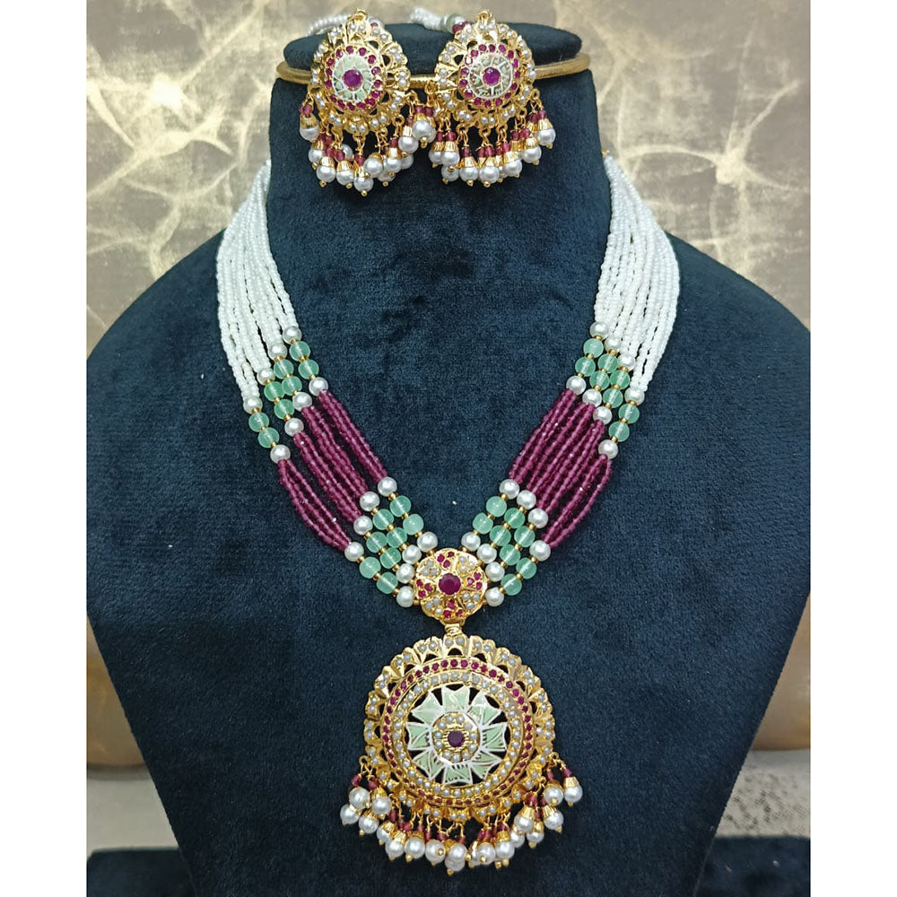 Everlasting Jadau Royal Meenakari And Pearl Jadau Necklace Set