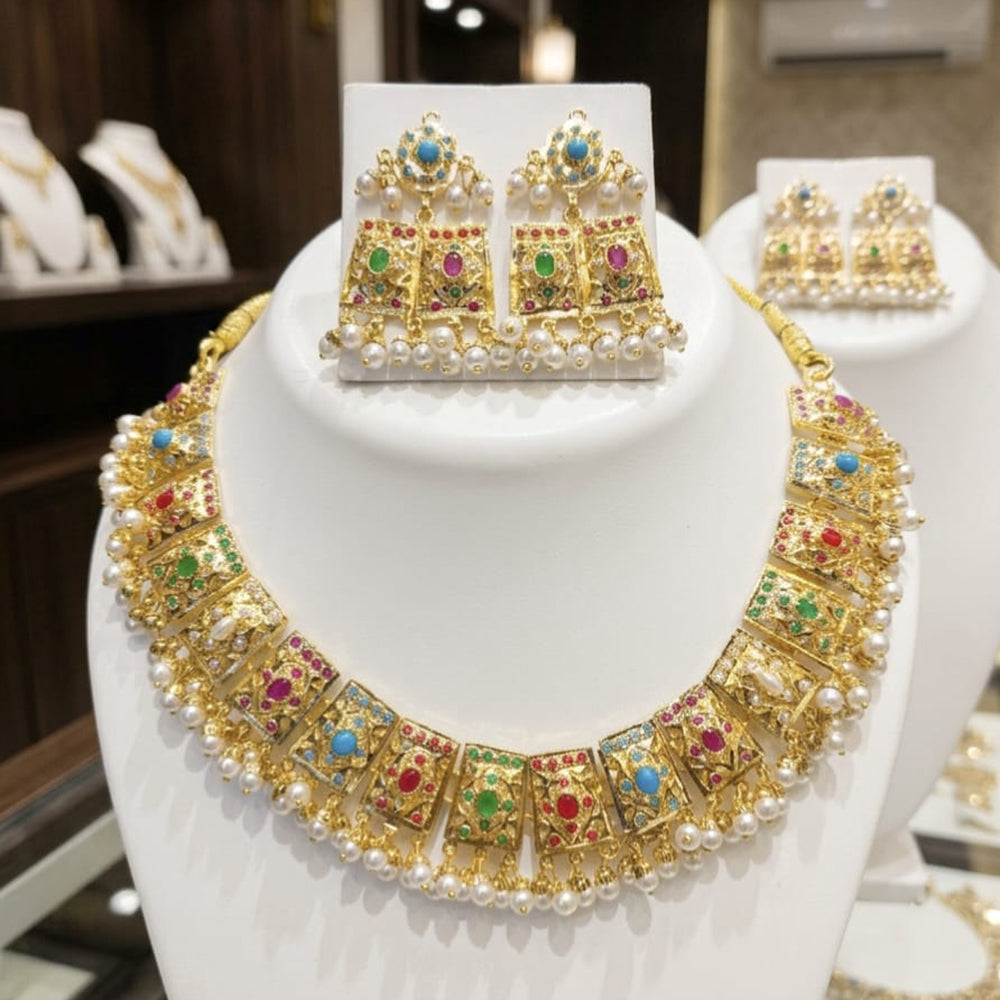 Everlasting Jadau Royal Pota Stone And Pearl Jadau Necklace Set