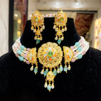 Everlasting Jadau Royal Pota Stone And Pearl Choker Meenakari Necklace Set