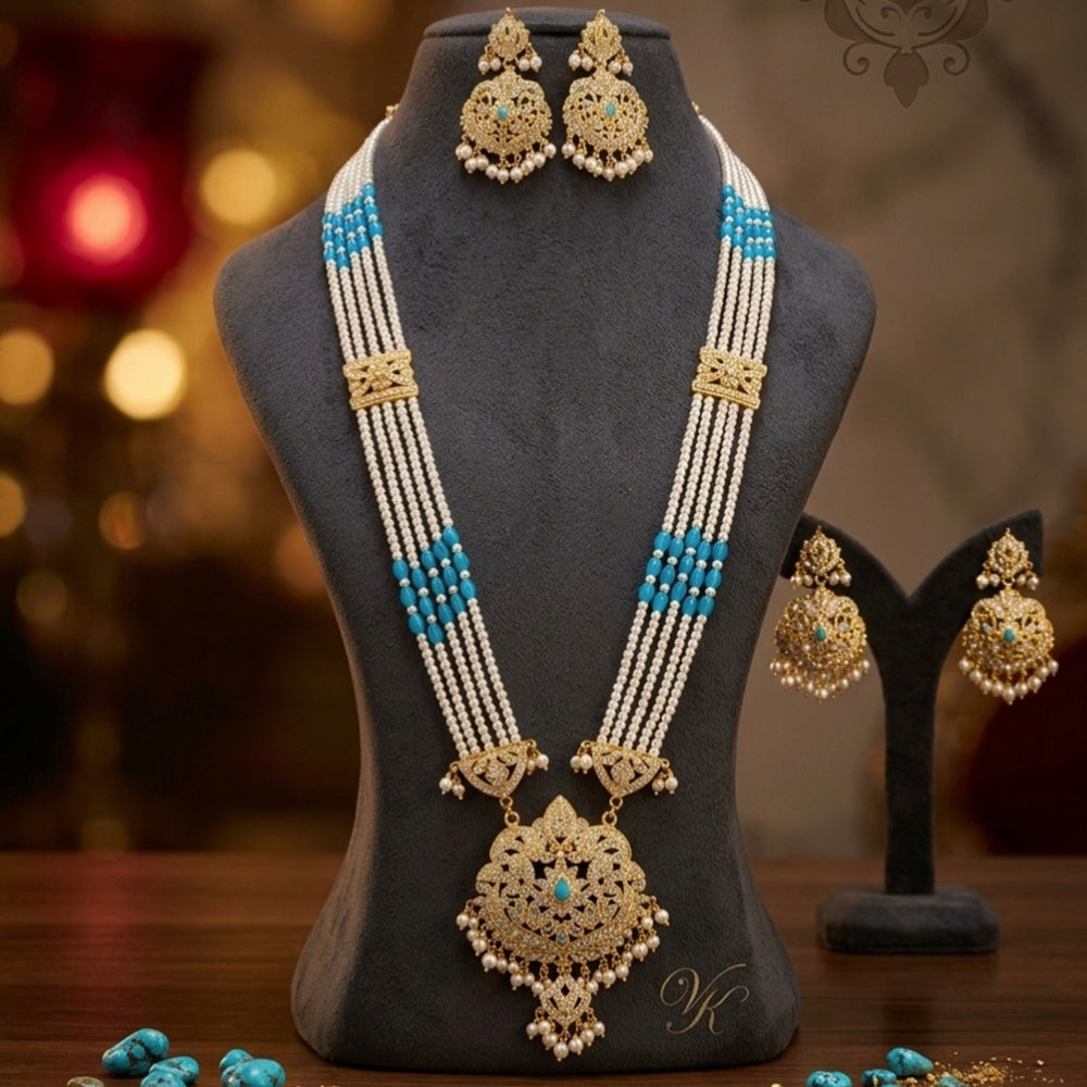 Everlasting Jadau Royal Pota Stone And Pearl Long Jadau Necklace Set