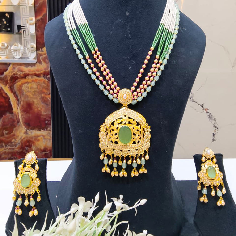Everlasting Jadau Royal Pota Stone And Pearl Long Jadau Necklace Set