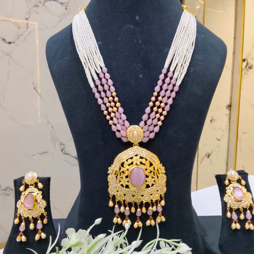 Everlasting Jadau Royal Pota Stone And Pearl Long Jadau Necklace Set