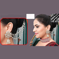Abhinandan Kundan Stone And Pearl Kanchain Jhumki Earrings