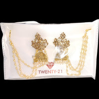 Abhinandan Gold Plated Crystal Stone Jhumki With Kan Chain