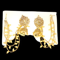 Abhinandan Gold Plated Crystal Stone Jhumki With Kan Chain