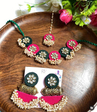 Handmade For Her  Handmade Kundan Stone Choker Necklace With Earrings For Women