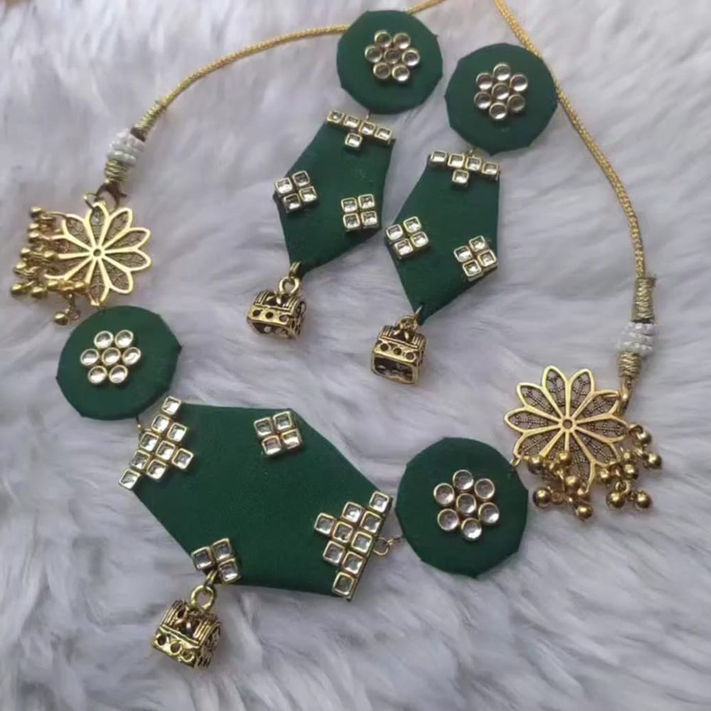 Handmade For Her  Gold Plated Kundan Stone Handmade Choker Necklace Set