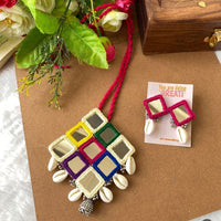 Handmade For Her  Mirror And Shell Handmade Necklace Set