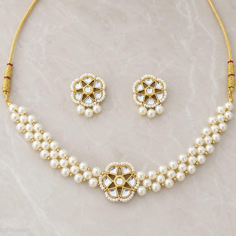 Handmade For Her Handmade Kundan Pearl Choker Neckalce Set For Women And Girls
