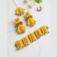 Handmade For Her Handmade Purple Choker Necklace With Earrings And Maangtikka