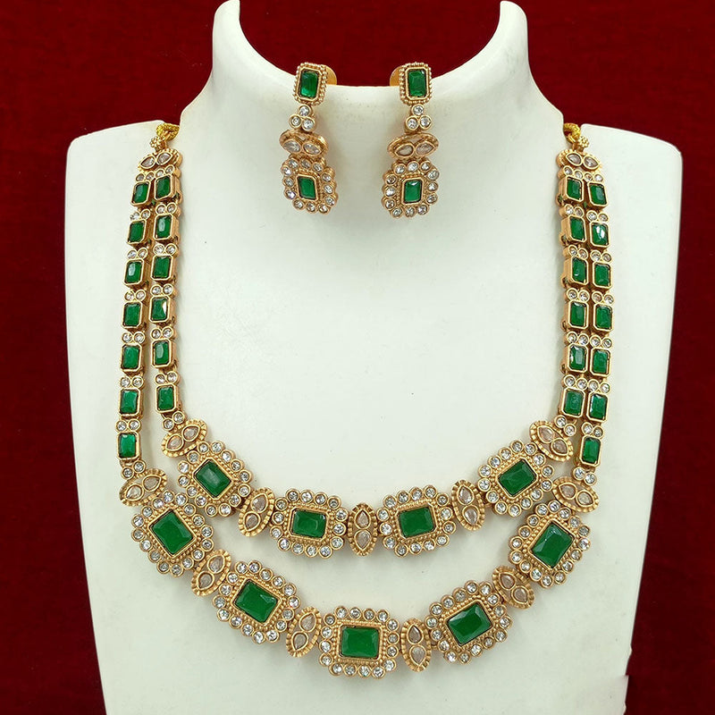 Joyful Jewel Art Matte Gold Plated Crystal Stone Necklace Set