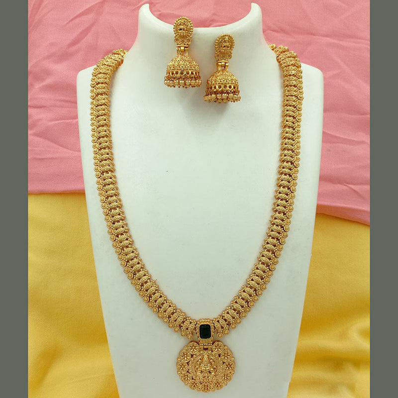 Joyful Jewel Art Matte Gold Plated Crystal Stone Long Necklace Set