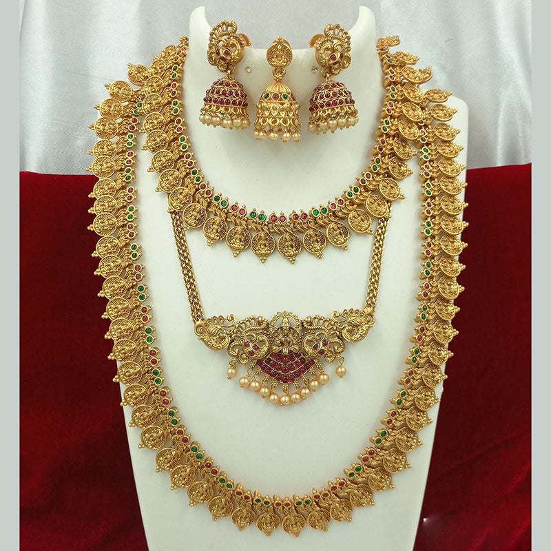 Joyful Jewel Art Matte Gold Plated Pota Stone And Temple Combo Set