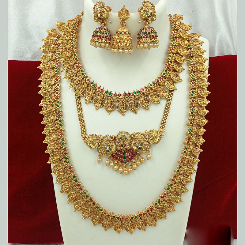 Joyful Jewel Art Matte Gold Plated Pota Stone And Temple Combo Set