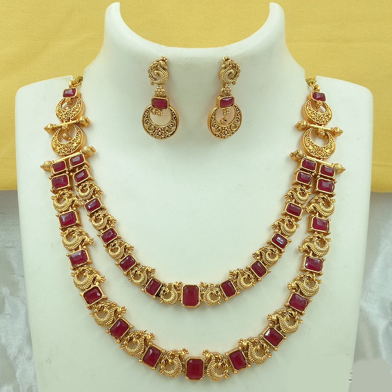 Joyful Jewel Art Matte Gold Plated Pota Stone Necklace Set